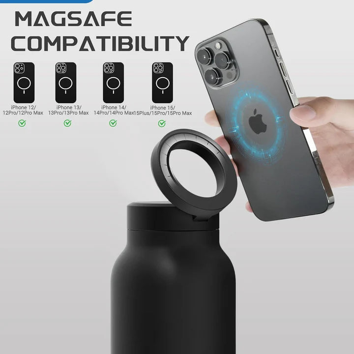 Insulated Water Bottle with Magnetic Phone Holder | Stainless Steel Tumbler