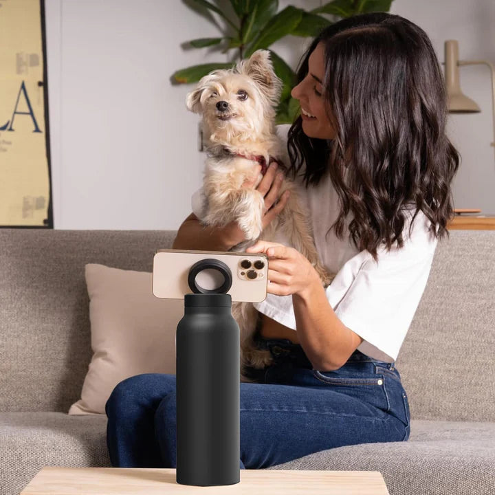 Insulated Water Bottle with Magnetic Phone Holder | Stainless Steel Tumbler