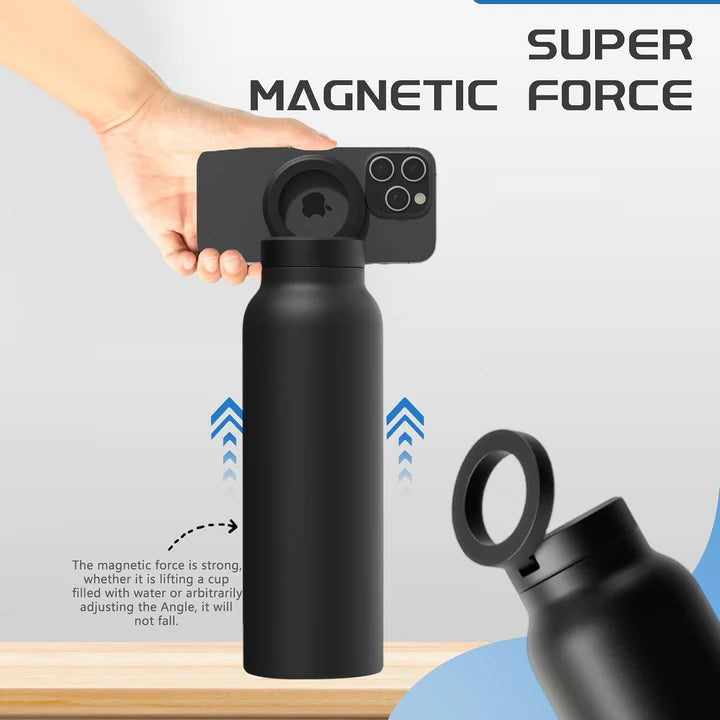 Insulated Water Bottle with Magnetic Phone Holder | Stainless Steel Tumbler